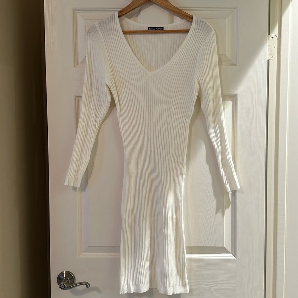 SHEIN White Long Sleeve Dress